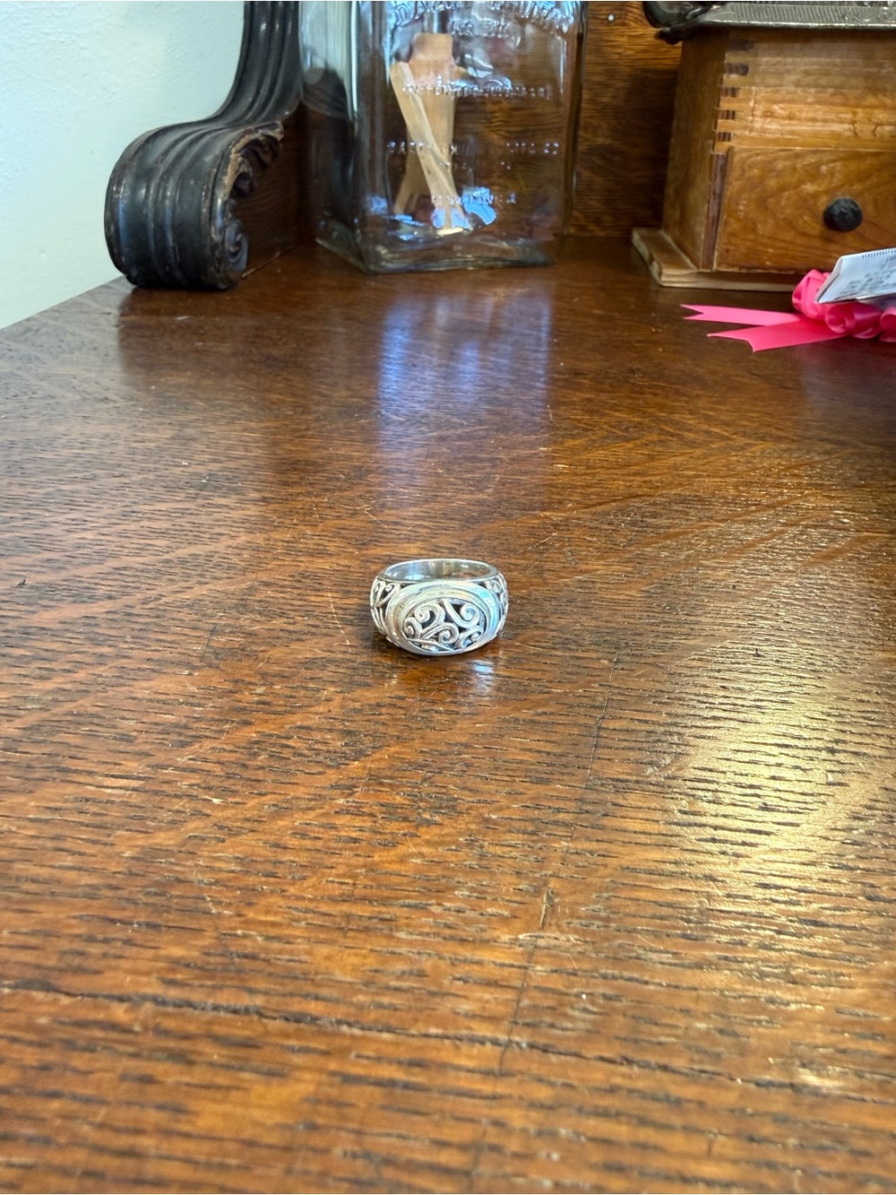 Brighton Ornate Sterling-Look Silver Scroll Ring. Size 8
